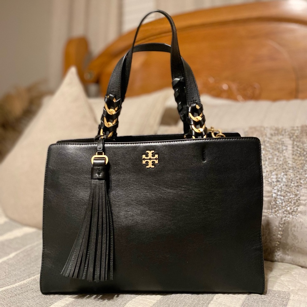 💯$578 Tory Burch Brooke Smooth Leather Satchel Bag - Picture 5 of 16